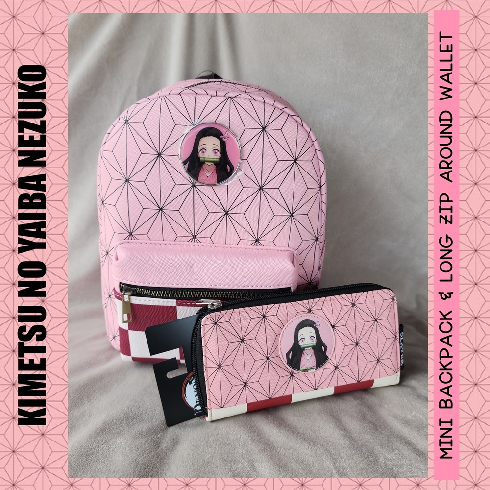 DEMON SLAYER Kimetsu No Yaiba Nezuko Mini Backpack & Long Zip Around Wallet
